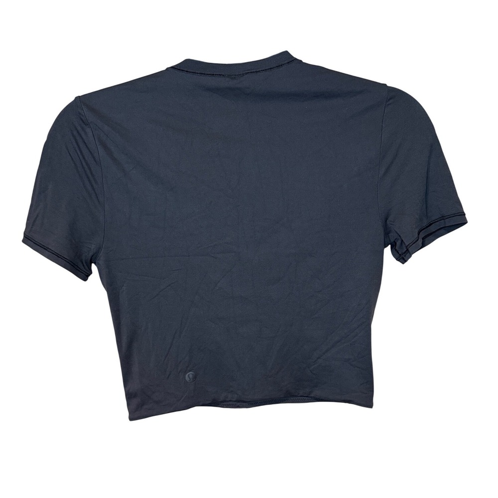 Lululemon Ultra Soft Nulu Crewneck Cropped T-Shirt Black W3HPQS Small - Picture 3 of 8